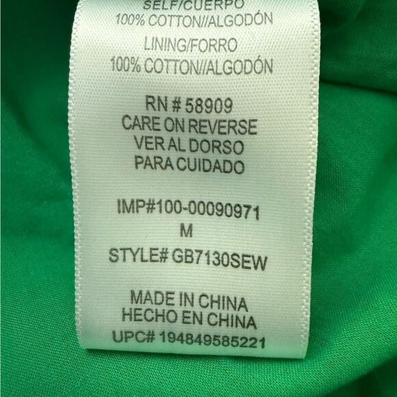 Gianni Bini Green Eyelet Wrap Mini Dress Tie Waist Spaghetti Strap Medium - Picture 4 of 6